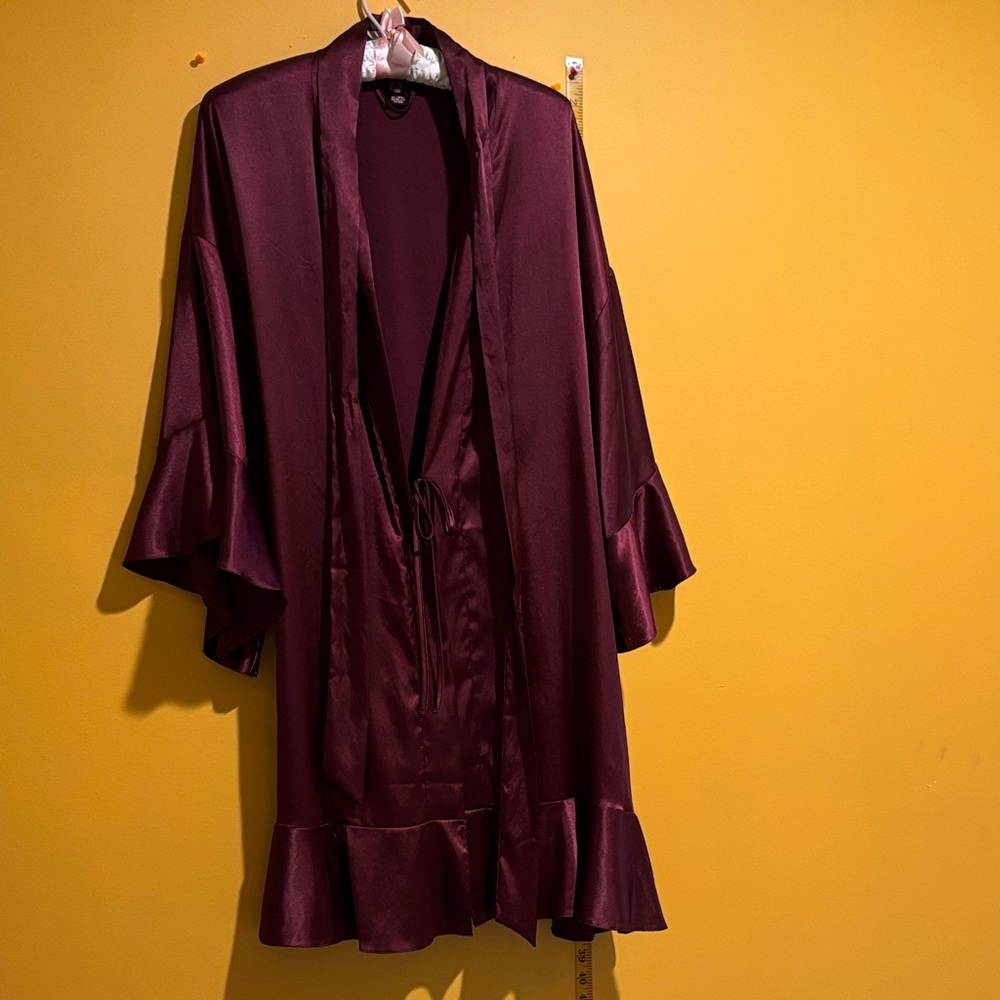 Elegant Burgundy Satin Robe